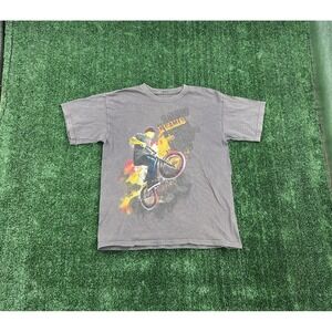 Vintage Y2K Mad BMX Bike X Games Skull Jump T Shirt Youth Large